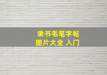 隶书毛笔字帖图片大全 入门